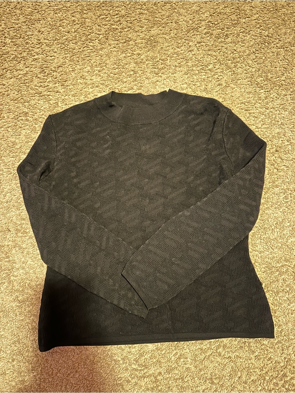 Versace Black Textured Crewneck Sweater